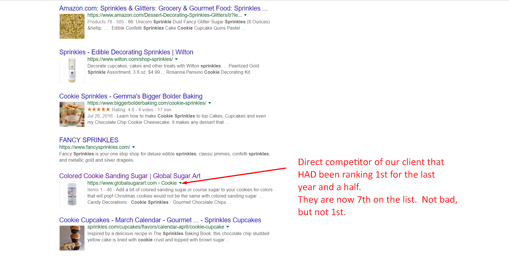 Cookies Sprinkles search result for competitor